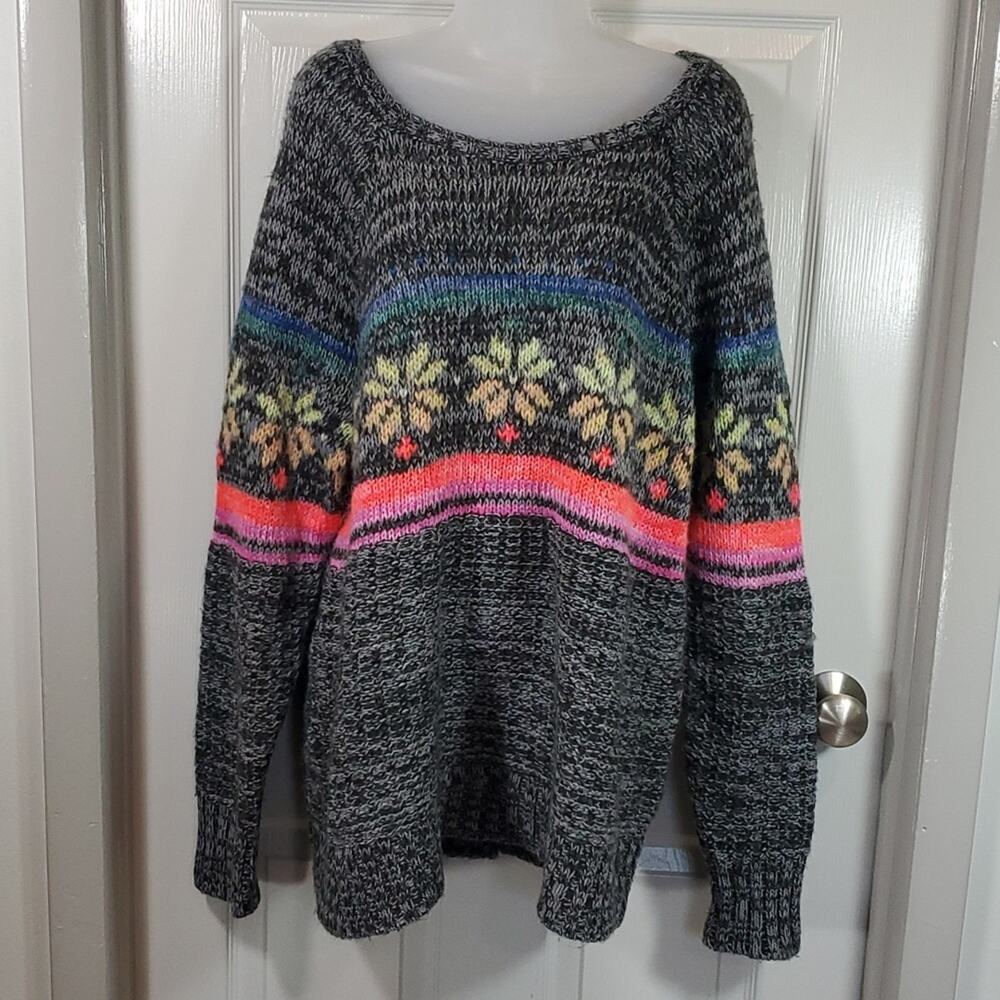 American Eagle Rainbow Snowflake Fair Isle Jegging Sweater SZ XL - Picture 3 of 10